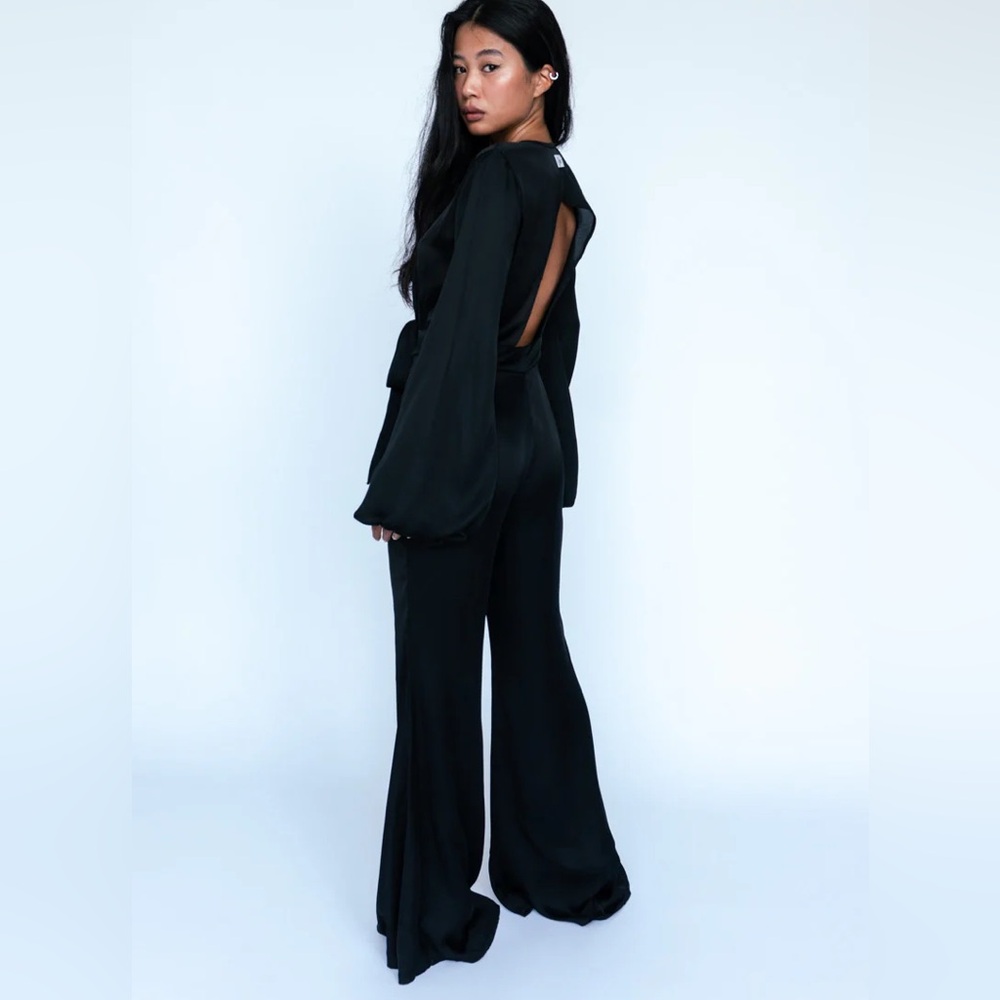 Ava Plunge V-Neck Long Sleeve Jumpsuit - Picture 4 of 5